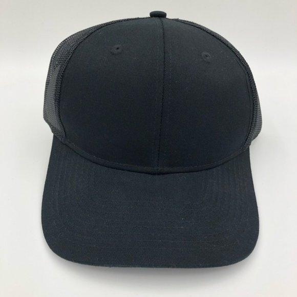 BLACK Mesh Baseball Cap Trucker Hat PORT AUTHORITY